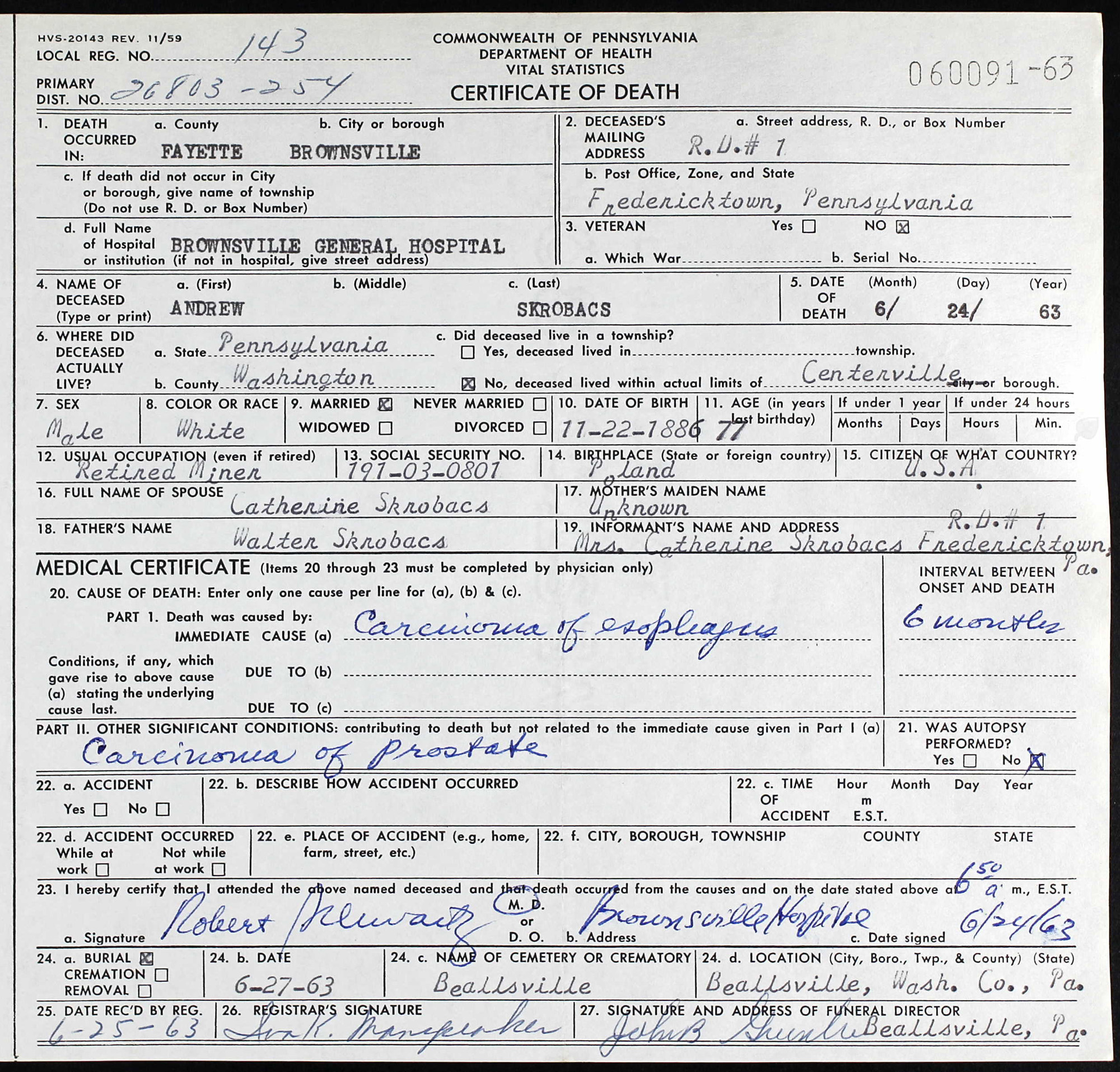 death certificate